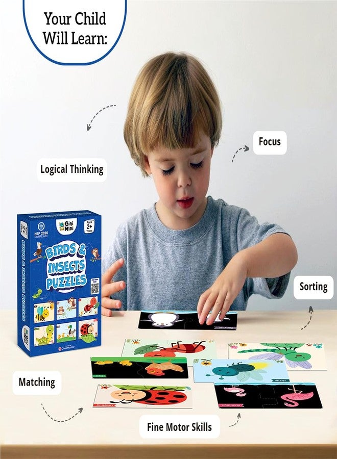 GiniMini Birds & Insects Puzzle for Kids 2 3 4 5 Years | Educational 2 Piece Puzzle for Memory & Motor Skills | Return & Birthday Gifts for Boys & Girls - Image 3